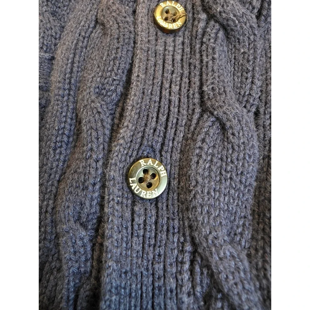 Ralph Lauren Toddler Size 18 month Blue Cable knit Long Sleeve Cardigan Preppy